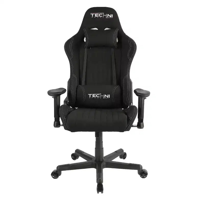 Fabric Ergonomic High Back Racer Style Video Gaming Chair Black - Techni Sport: Office, Swivel, Lumbar Support
