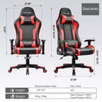 GTRACING Gaming Chair with Bluetooth Speakers High Back PU Office Chair Red