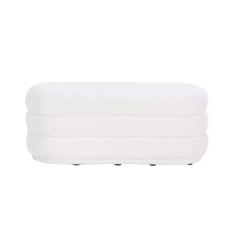 Linon 16.25" Delcy Faux Shearling Oblong Ottoman: Plush, Midcentury Accent, Wood Legs