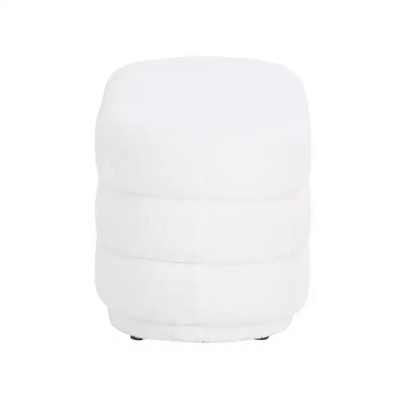 Linon 16.25" Delcy Faux Shearling Oblong Ottoman: Plush, Midcentury Accent, Wood Legs