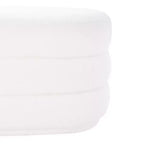 Linon 16.25" Delcy Faux Shearling Oblong Ottoman: Plush, Midcentury Accent, Wood Legs