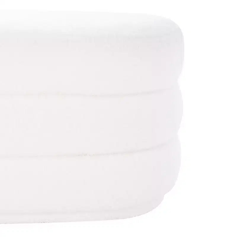 Linon 16.25" Delcy Faux Shearling Oblong Ottoman: Plush, Midcentury Accent, Wood Legs