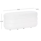 Linon 16.25" Delcy Faux Shearling Oblong Ottoman: Plush, Midcentury Accent, Wood Legs