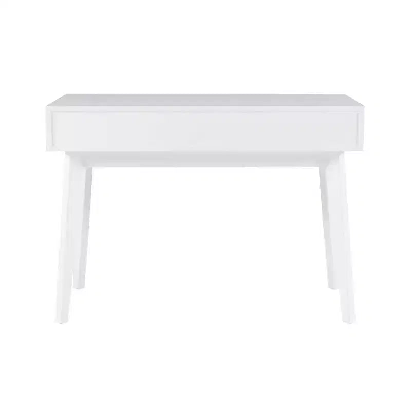 42" Wedeln 2 Drawer Mid-Century Modern Desk White Finish Wood - Powell: Home Office Furniture