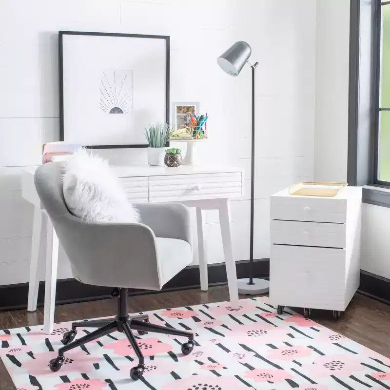 42" Wedeln 2 Drawer Mid-Century Modern Desk White Finish Wood - Powell: Home Office Furniture