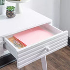 42" Wedeln 2 Drawer Mid-Century Modern Desk White Finish Wood - Powell: Home Office Furniture