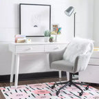 42" Wedeln 2 Drawer Mid-Century Modern Desk White Finish Wood - Powell: Home Office Furniture