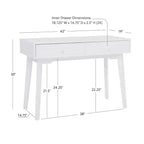 42" Wedeln 2 Drawer Mid-Century Modern Desk White Finish Wood - Powell: Home Office Furniture