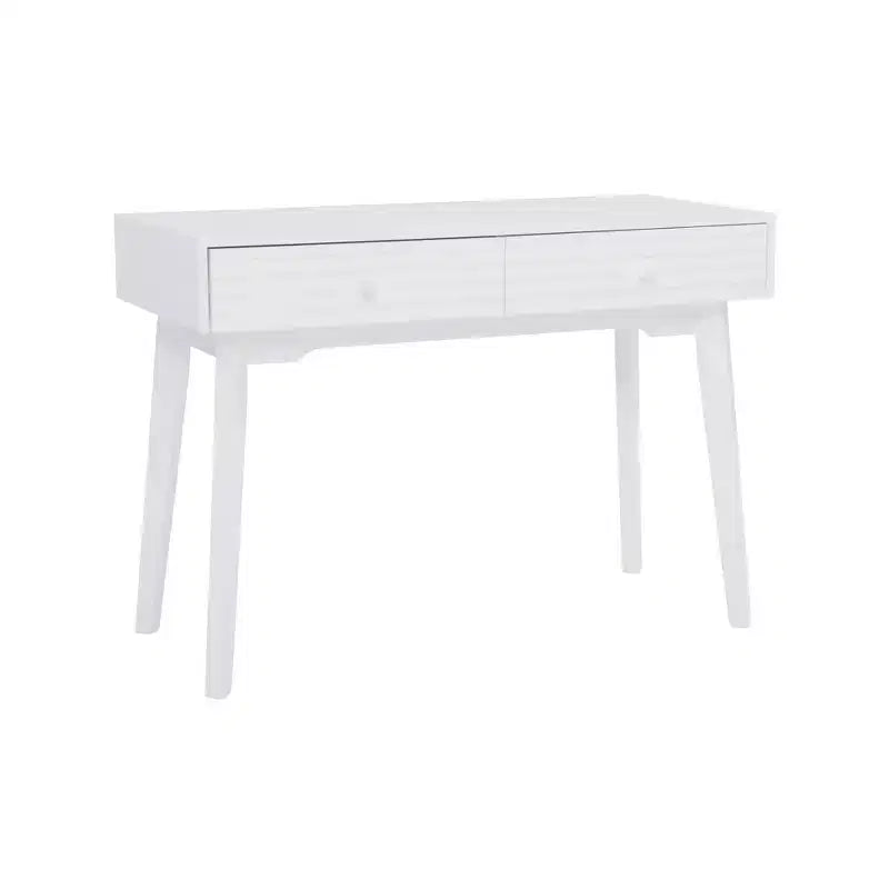 42" Wedeln 2 Drawer Mid-Century Modern Desk White Finish Wood - Powell: Home Office Furniture