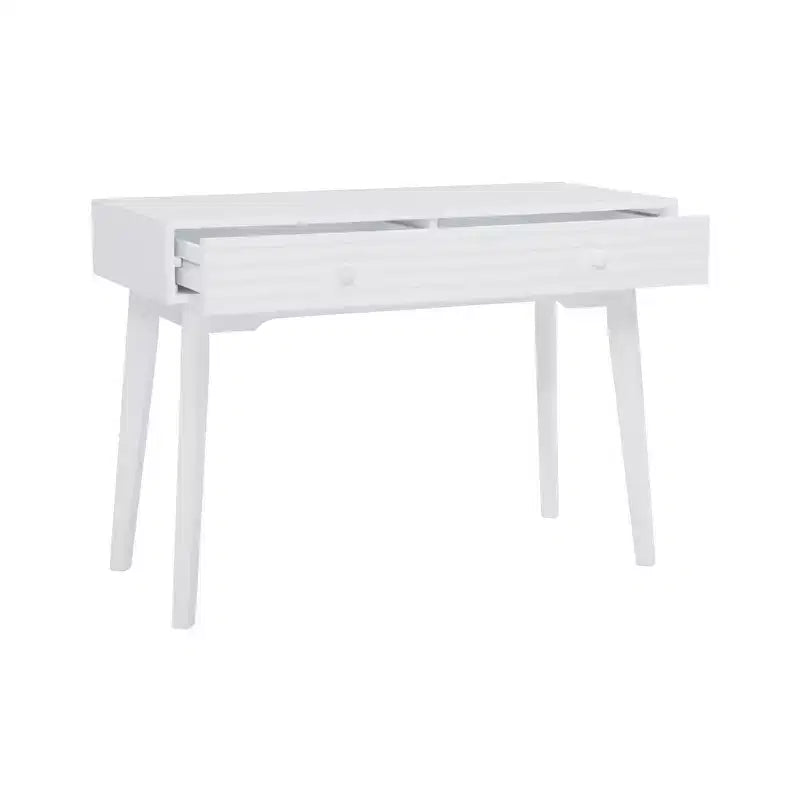 42" Wedeln 2 Drawer Mid-Century Modern Desk White Finish Wood - Powell: Home Office Furniture