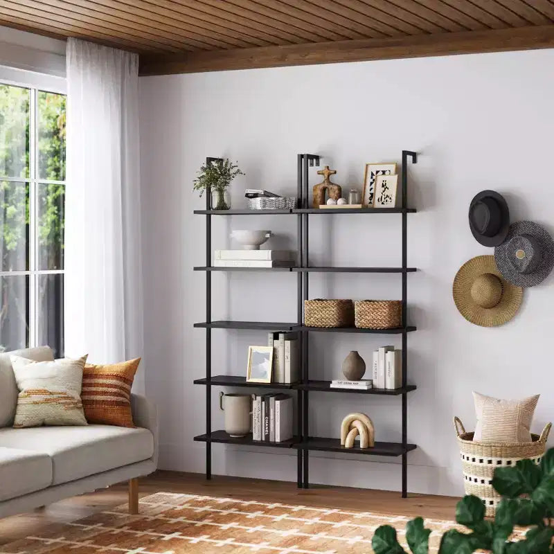 72.5" Nathan James Set of 2 Theo Bookshelf Black