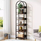 LITTLE TREE 78.74" 6 Tier Open Corner Bookshelf Brown/Black