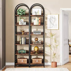 LITTLE TREE 78.74" 6 Tier Open Corner Bookshelf Brown/Black