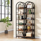 LITTLE TREE 78.74" 6 Tier Open Corner Bookshelf Brown/Black