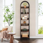 LITTLE TREE 78.74" 6 Tier Open Corner Bookshelf Brown/Black