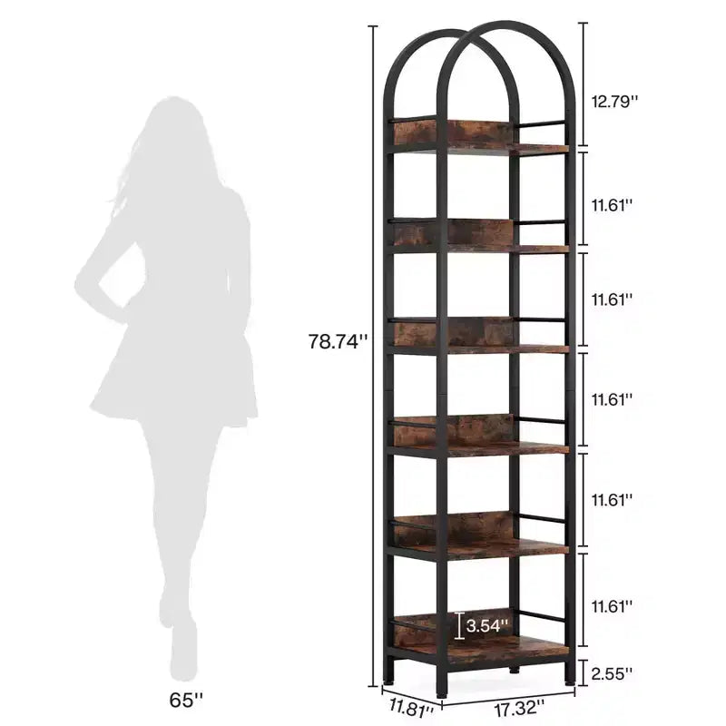 LITTLE TREE 78.74" 6 Tier Open Corner Bookshelf Brown/Black