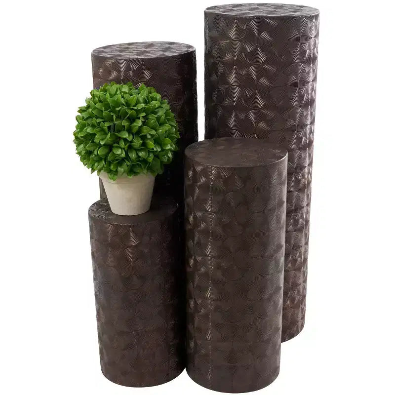 Olivia & May Metal Abstract Tall Slim Pedestal Table: Set of 4, No Assembly, Industrial Style