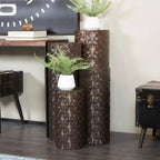 Olivia & May Metal Abstract Tall Slim Pedestal Table: Set of 4, No Assembly, Industrial Style