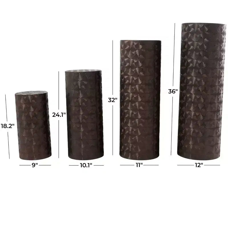 Olivia & May Metal Abstract Tall Slim Pedestal Table: Set of 4, No Assembly, Industrial Style