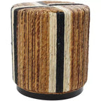 Olivia & May Banana Leaf Handmade Linear Wrapped Accent Table Brown: Mahogany, No Assembly Required