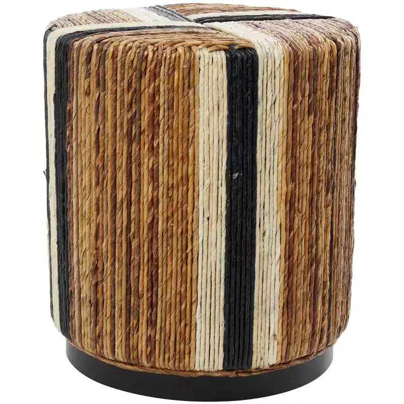 Olivia & May Banana Leaf Handmade Linear Wrapped Accent Table Brown: Mahogany, No Assembly Required