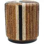 Olivia & May Banana Leaf Handmade Linear Wrapped Accent Table Brown: Mahogany, No Assembly Required