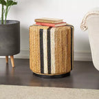 Olivia & May Banana Leaf Handmade Linear Wrapped Accent Table Brown: Mahogany, No Assembly Required