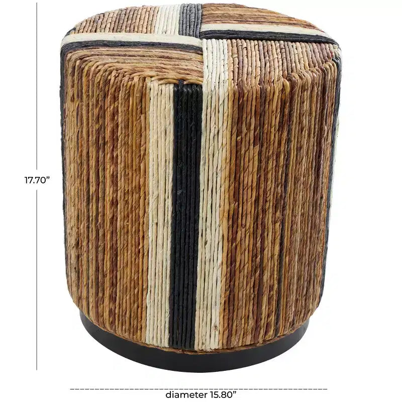 Olivia & May Banana Leaf Handmade Linear Wrapped Accent Table Brown: Mahogany, No Assembly Required