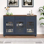 Festivo 55" Vintage Style Storage Accent Buffet Sideboard Cabinet with Drawers Navy