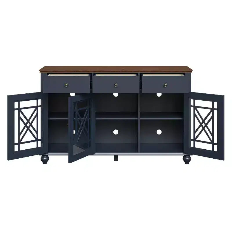 Festivo 55" Vintage Style Storage Accent Buffet Sideboard Cabinet with Drawers Navy