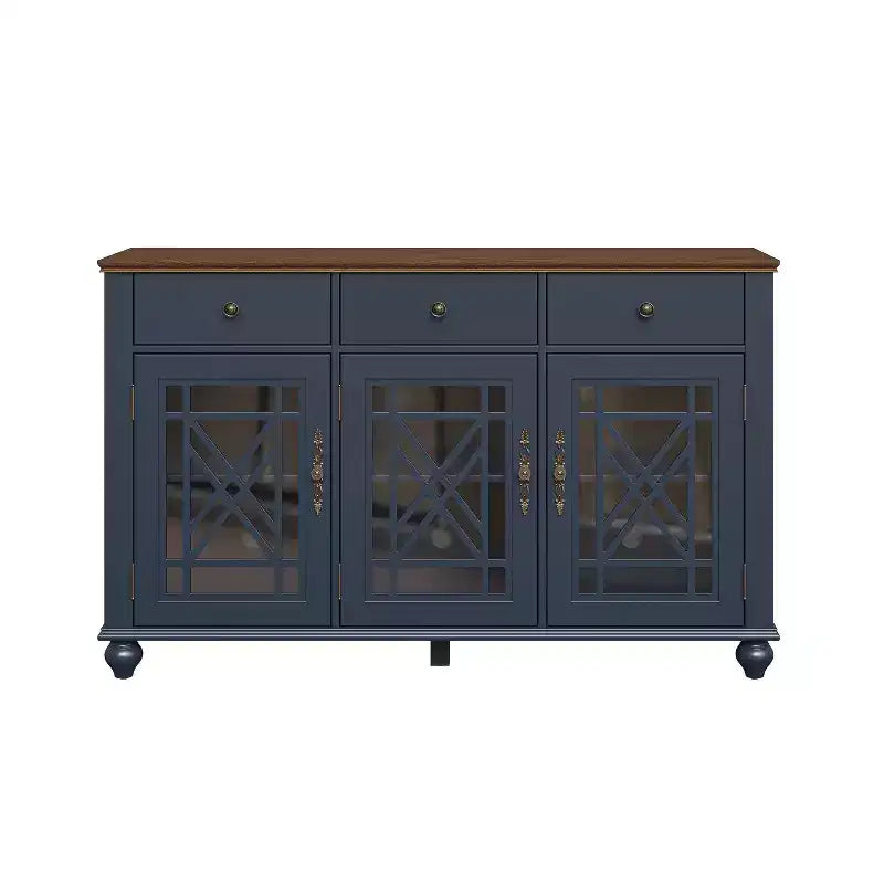 Festivo 55" Vintage Style Storage Accent Buffet Sideboard Cabinet with Drawers Navy