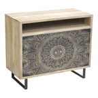 Kismire Bohemian Solid Mango Wood Accent Cabinet with Screen Printed Pattern Natural - HOMES: Inside + Out: Storage & Style