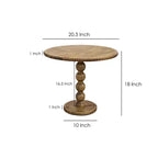 The Urban Port 21" Side End Table Round Top Stacked Ball Post Natural Brown Mango Wood Brown