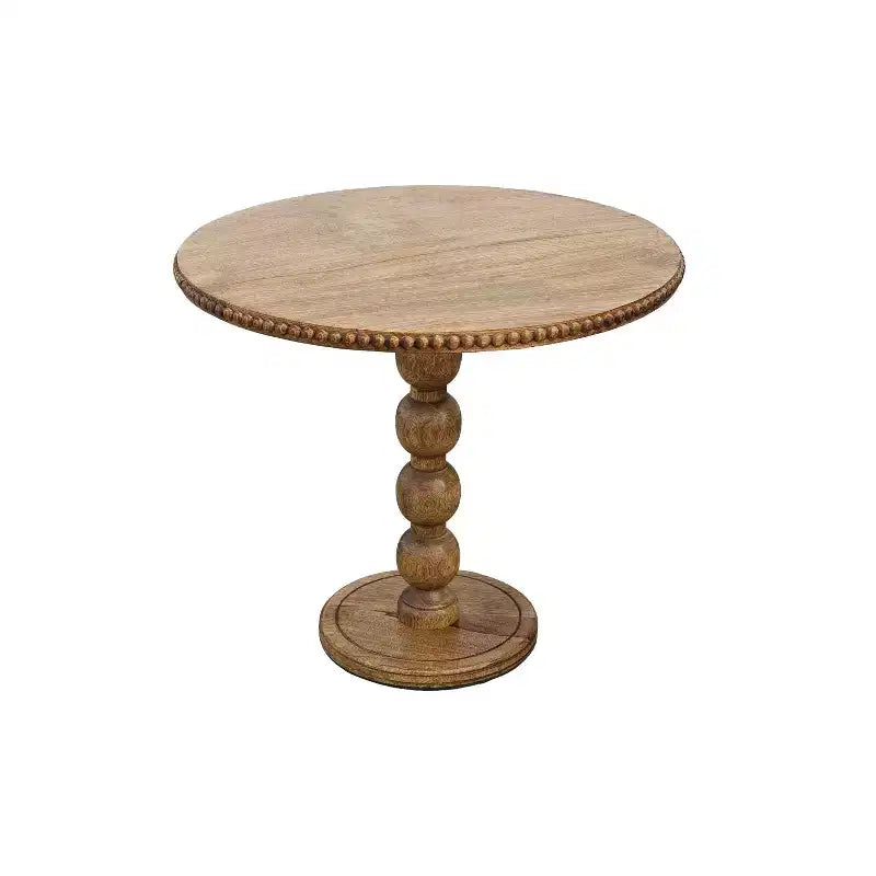 The Urban Port 21" Side End Table Round Top Stacked Ball Post Natural Brown Mango Wood Brown