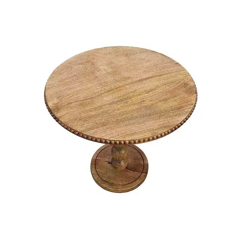 The Urban Port 21" Side End Table Round Top Stacked Ball Post Natural Brown Mango Wood Brown