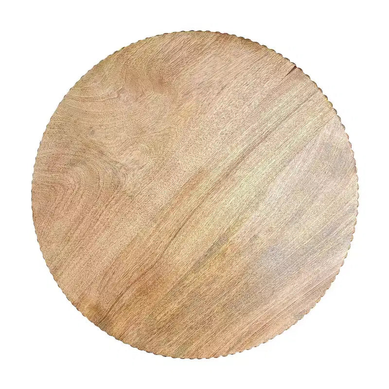 The Urban Port 21" Side End Table Round Top Stacked Ball Post Natural Brown Mango Wood Brown
