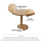 The Urban Port 21" Side End Table Round Top Stacked Ball Post Natural Brown Mango Wood Brown