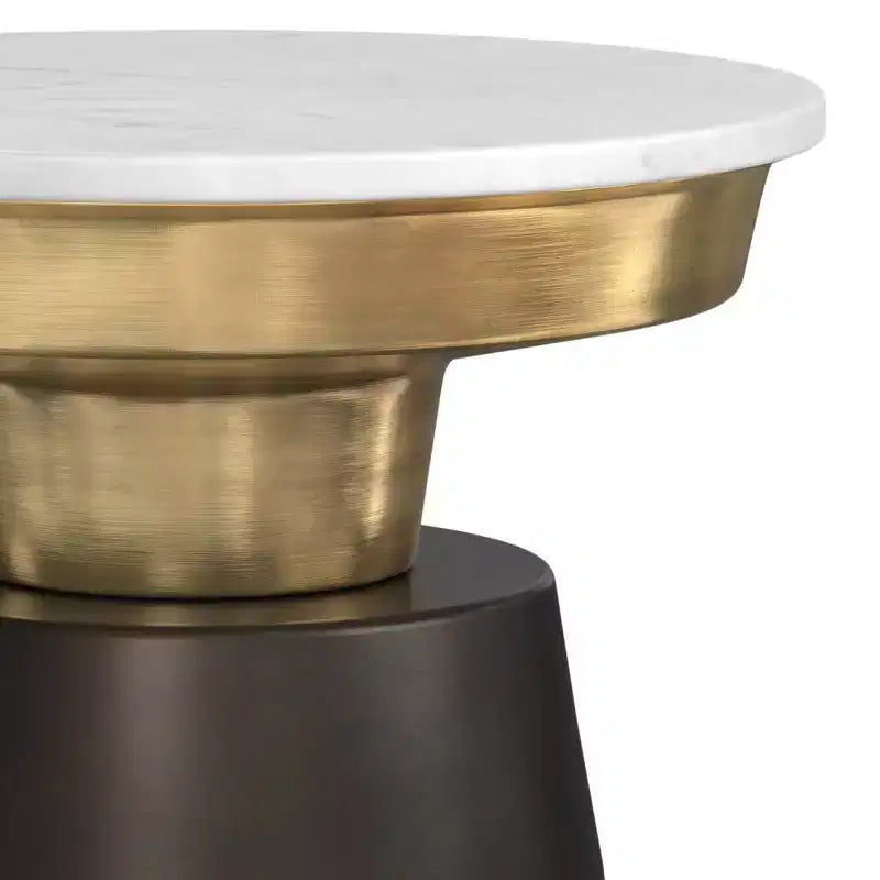 WyndenHall Arna Side Table Black/Gold: Contemporary Marble Top, Scratch-Resistant, 19.5" Height
