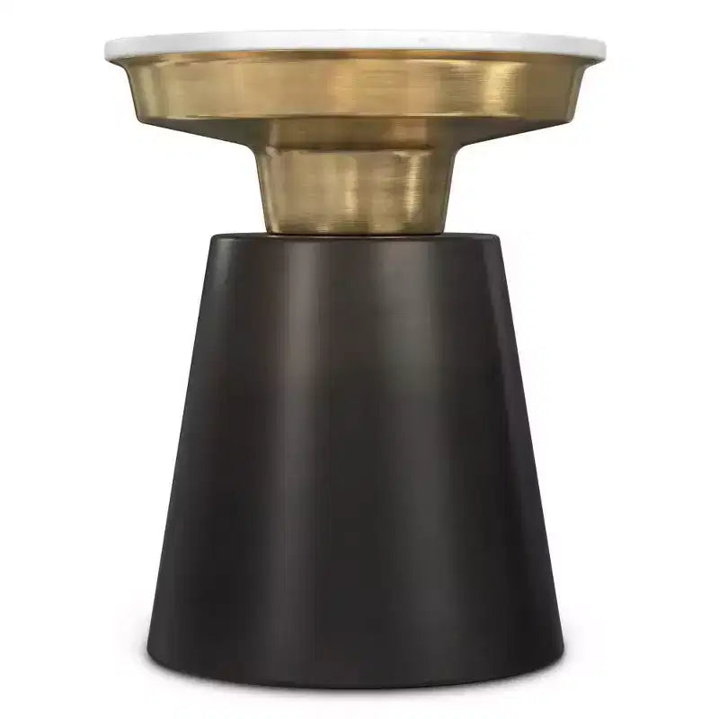WyndenHall Arna Side Table Black/Gold: Contemporary Marble Top, Scratch-Resistant, 19.5" Height