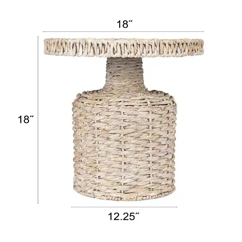 Storied Home Handwoven Side Table Whitewashed