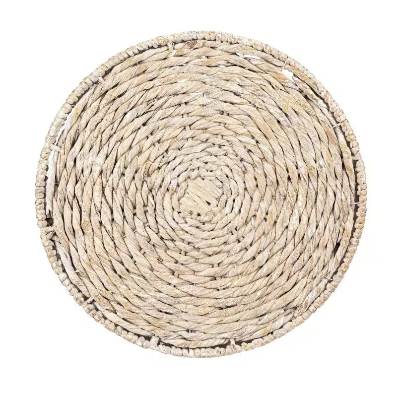 Storied Home Handwoven Side Table Whitewashed
