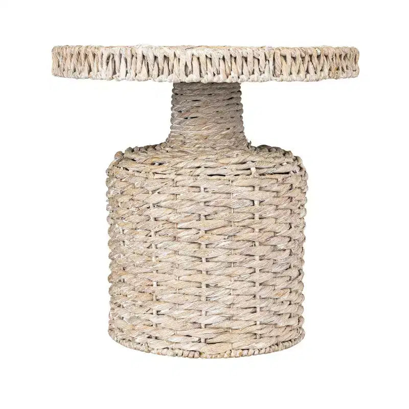 Storied Home Handwoven Side Table Whitewashed