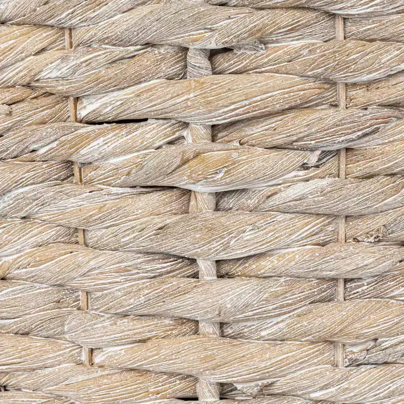 Storied Home Handwoven Side Table Whitewashed
