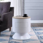 19" Otith Accent Table White High Gloss - Acme Furniture: Round, No Assembly, Metal Glides