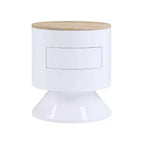 19" Otith Accent Table White High Gloss - Acme Furniture: Round, No Assembly, Metal Glides