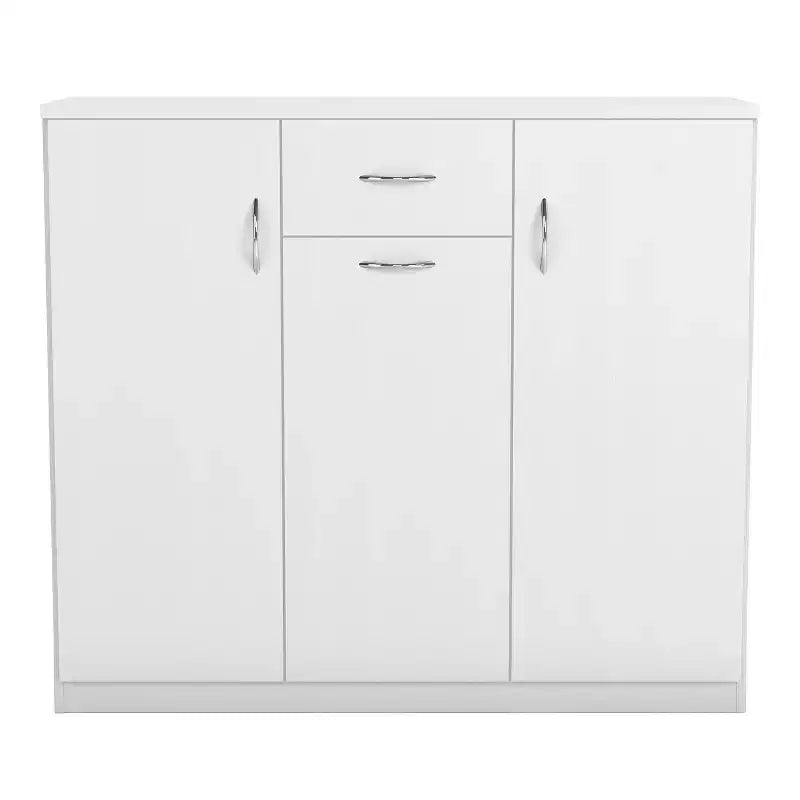 miBasics Beammoon Modern 1 Drawer Shoe Cabinet with 11 Shelves White: Holds up to 30 Pairs, MDF Wood Veneer, Adjustable Storage