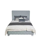 Acme Furniture Queen 91" Saree Bed Light Teal Chenille/Gray Finish