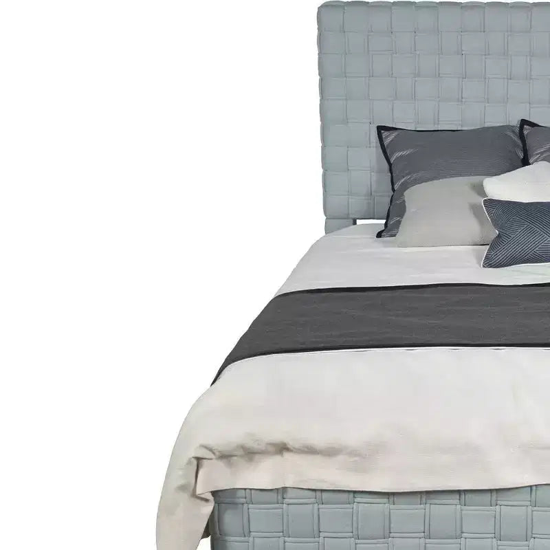 Acme Furniture Queen 91" Saree Bed Light Teal Chenille/Gray Finish