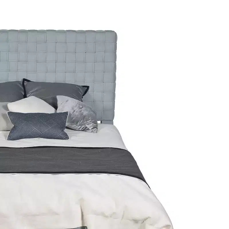 Acme Furniture Queen 91" Saree Bed Light Teal Chenille/Gray Finish