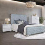 Acme Furniture Queen 91" Saree Bed Light Teal Chenille/Gray Finish